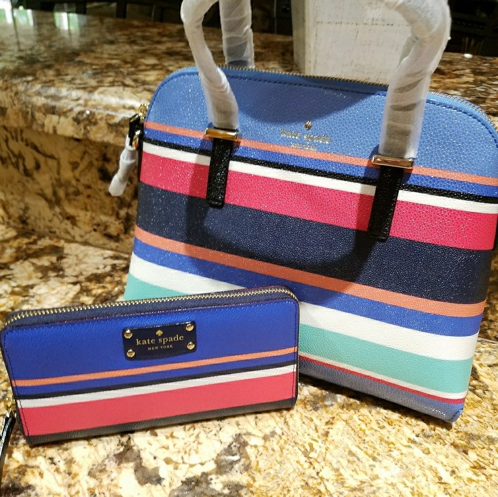Kate Spade Cedar Street Stripe Satchel and Wallet